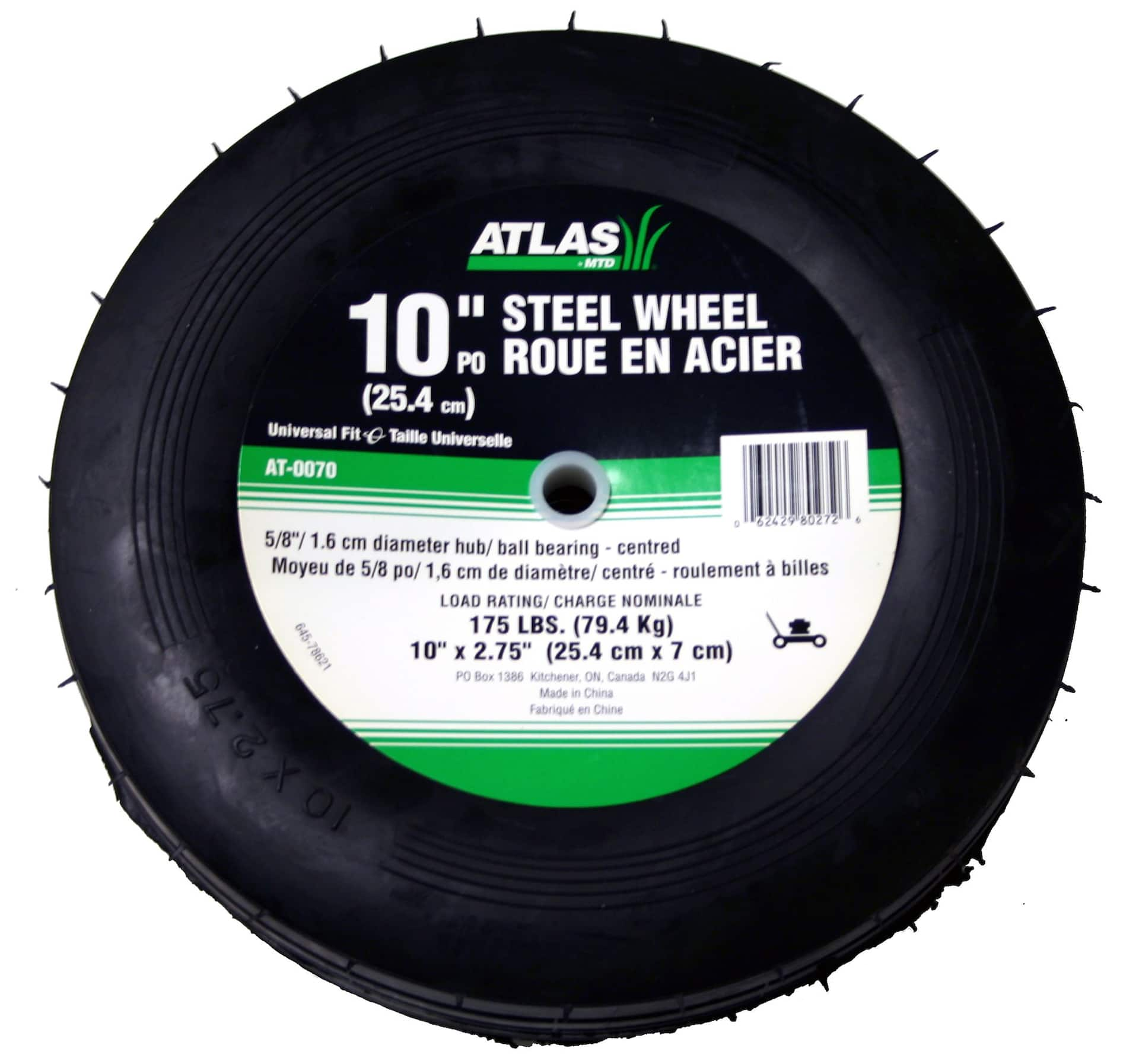 Atlas Steel Lawn Mower rePlacement Wheel with Ball Bearings 10 in