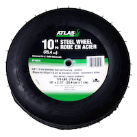 Roue en acier de rechange pour tondeuse Atlas, roulements à billes, 10 x 2,75 po Front_Flat