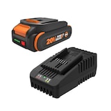 Worx WA3613 20V PowerShare™ Lithium-ion Battery & Charger Starter Pack Front_Three_Fourths_Angled_Left
