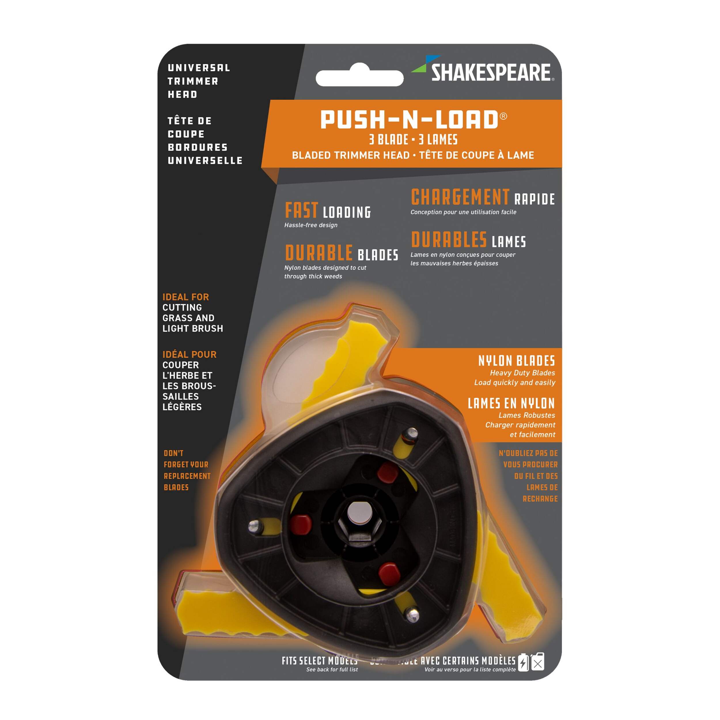 Shakespeare 3 Blade Grass Weed Push-N-Load String Trimmer Head Front_Flat