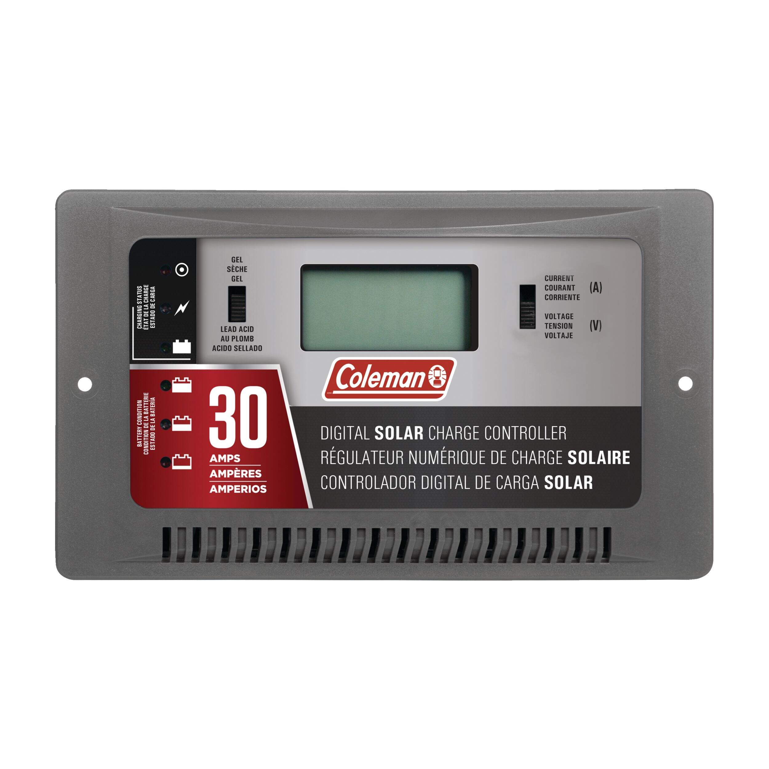 Contrôleur de charge numérique de panneau solaire 30 A 12 V Coleman Front_Flat