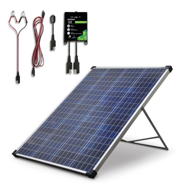 NOMA 100 Watt, 12V Crystalline Solar Panel Kit with Stand and Charge