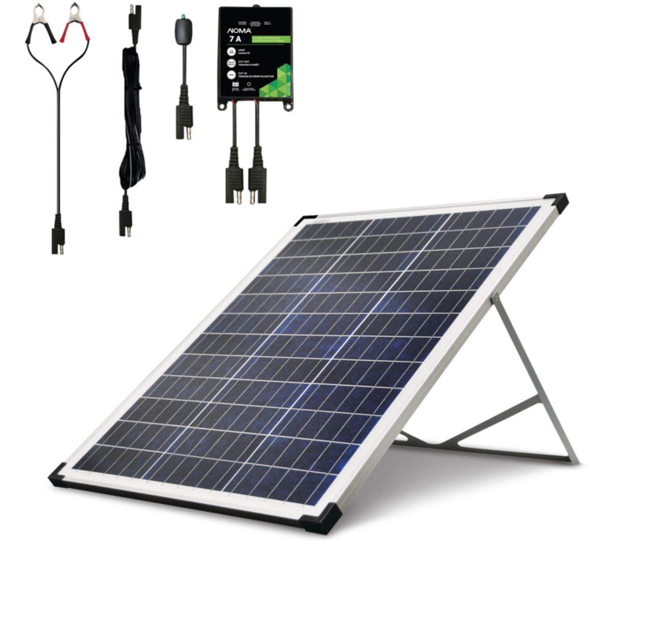 Ensemble de panneau solaire cristallin 50 W 12 V NOMA avec support et  contrôleur de charge