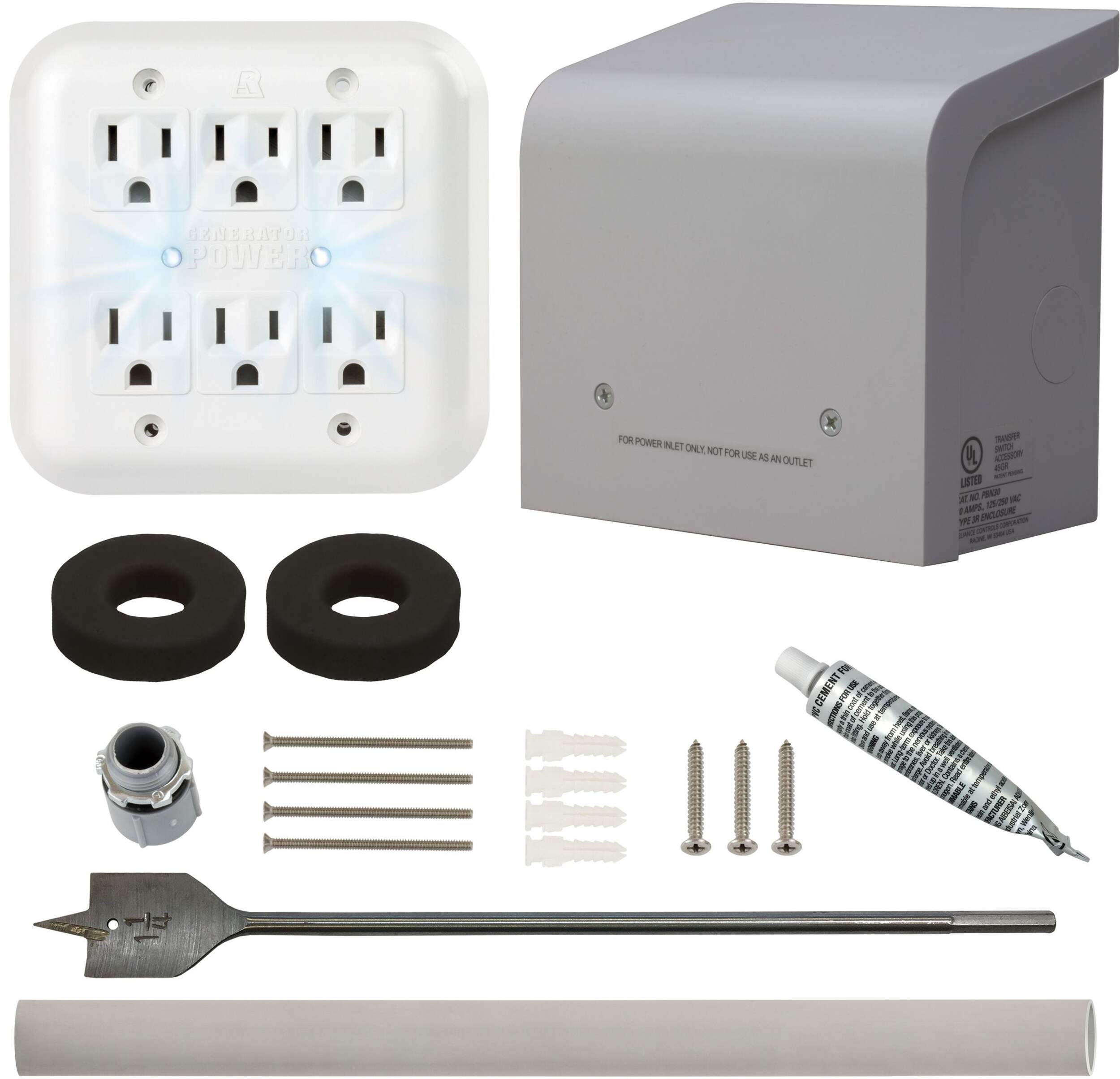 Reliance Controls WKPBN30 Portable Generator Through-The-Wall Transfer Kit Composite_or_Mixed