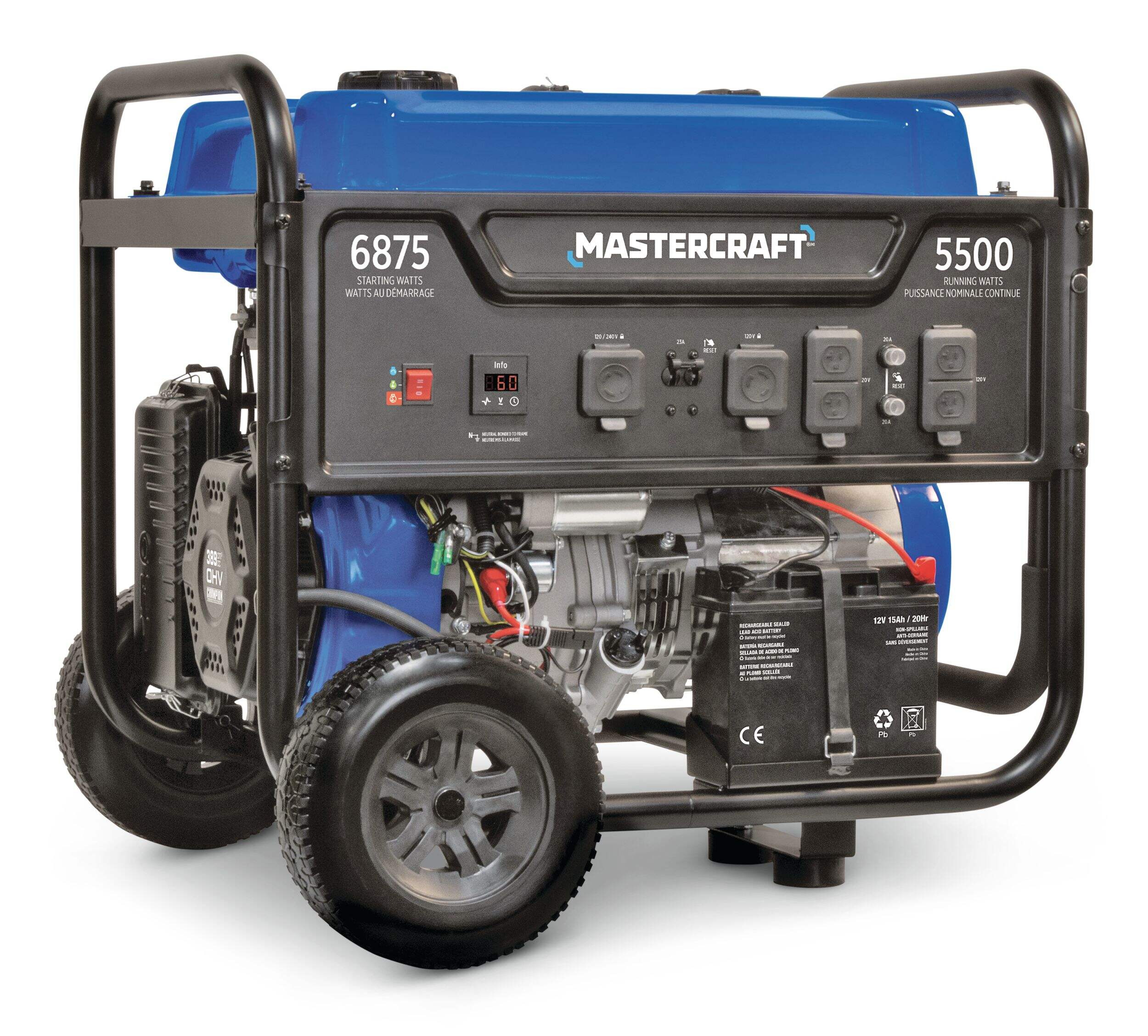 Mastercraft 5500/6875 Watt Open Frame Portable Generator with Electric Start Front_Angled_Right