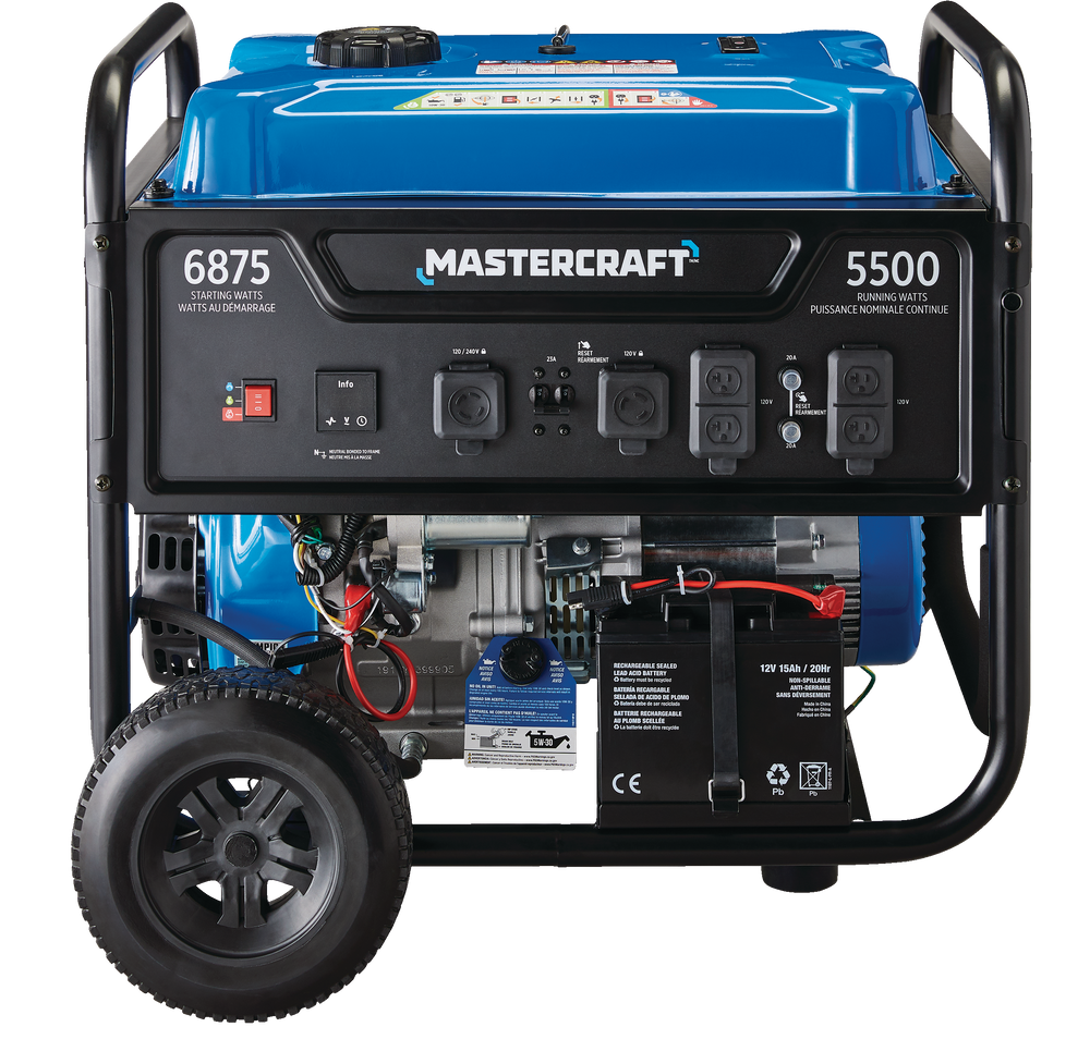 close shovel Proficiency Mastercraft 5500/6875 Watt Open Frame Portable Generator with Electric  Start | Canadian Tire