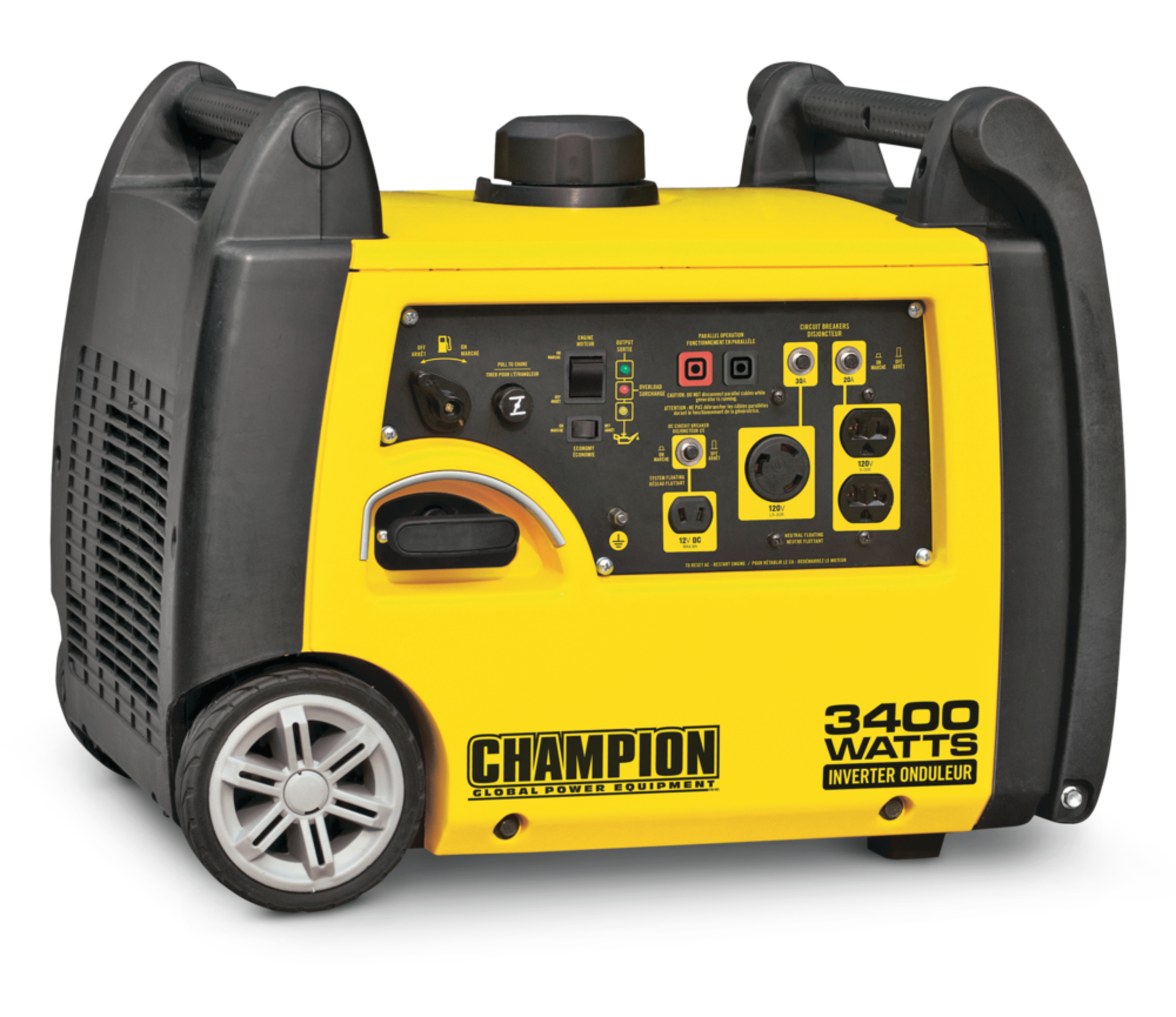 Champion 3100/3400  Watt Inverter Portable Generator RV Ready Front_Angled_Right