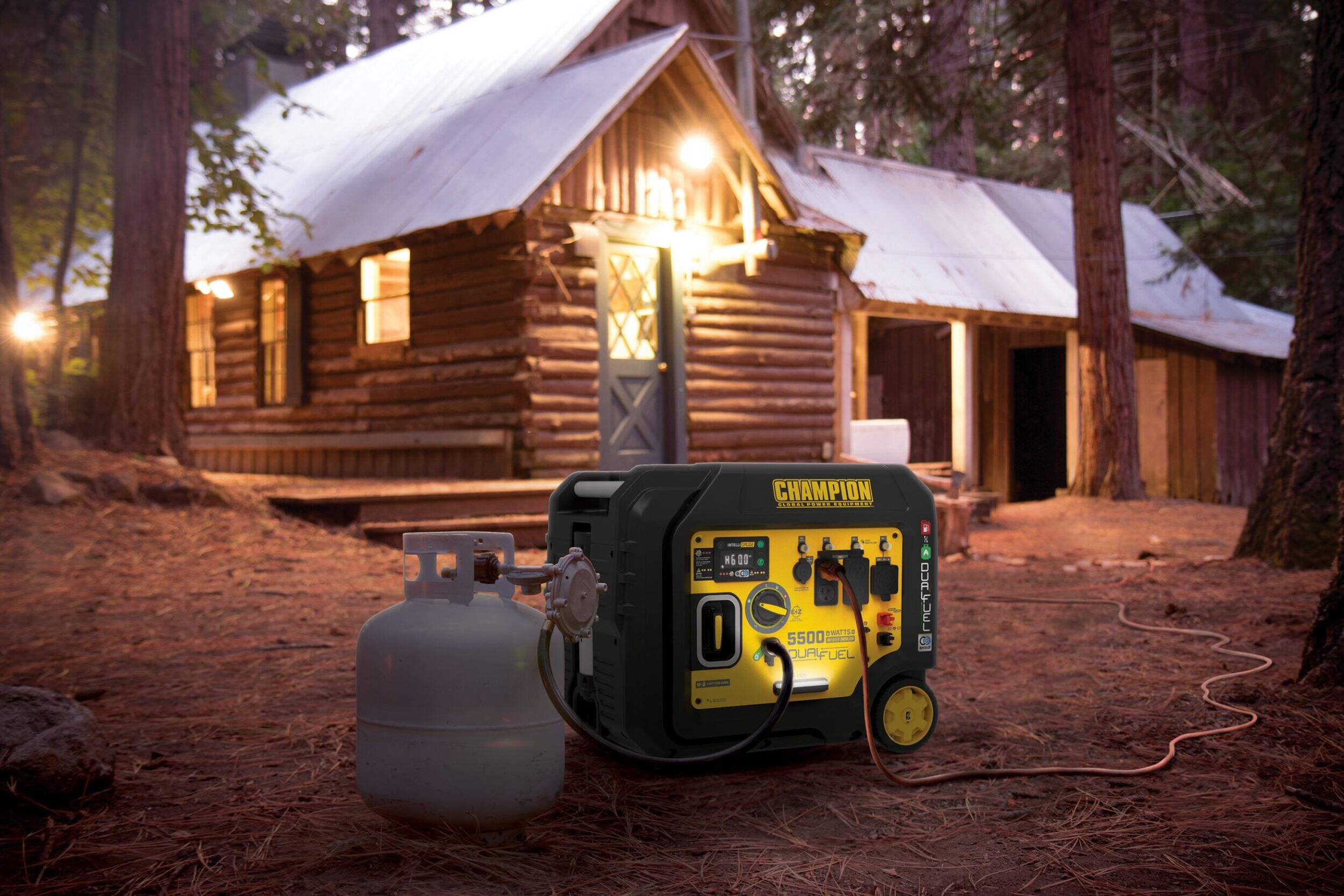 Champion 4000W/5500W Dual Fuel Portable Inverter Generator w/ CO2