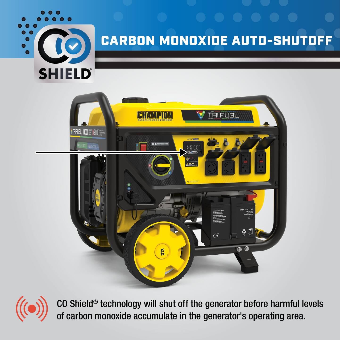 Champion 8000W/10000W Tri Fuel Portable Generator w/ CO Shield ...