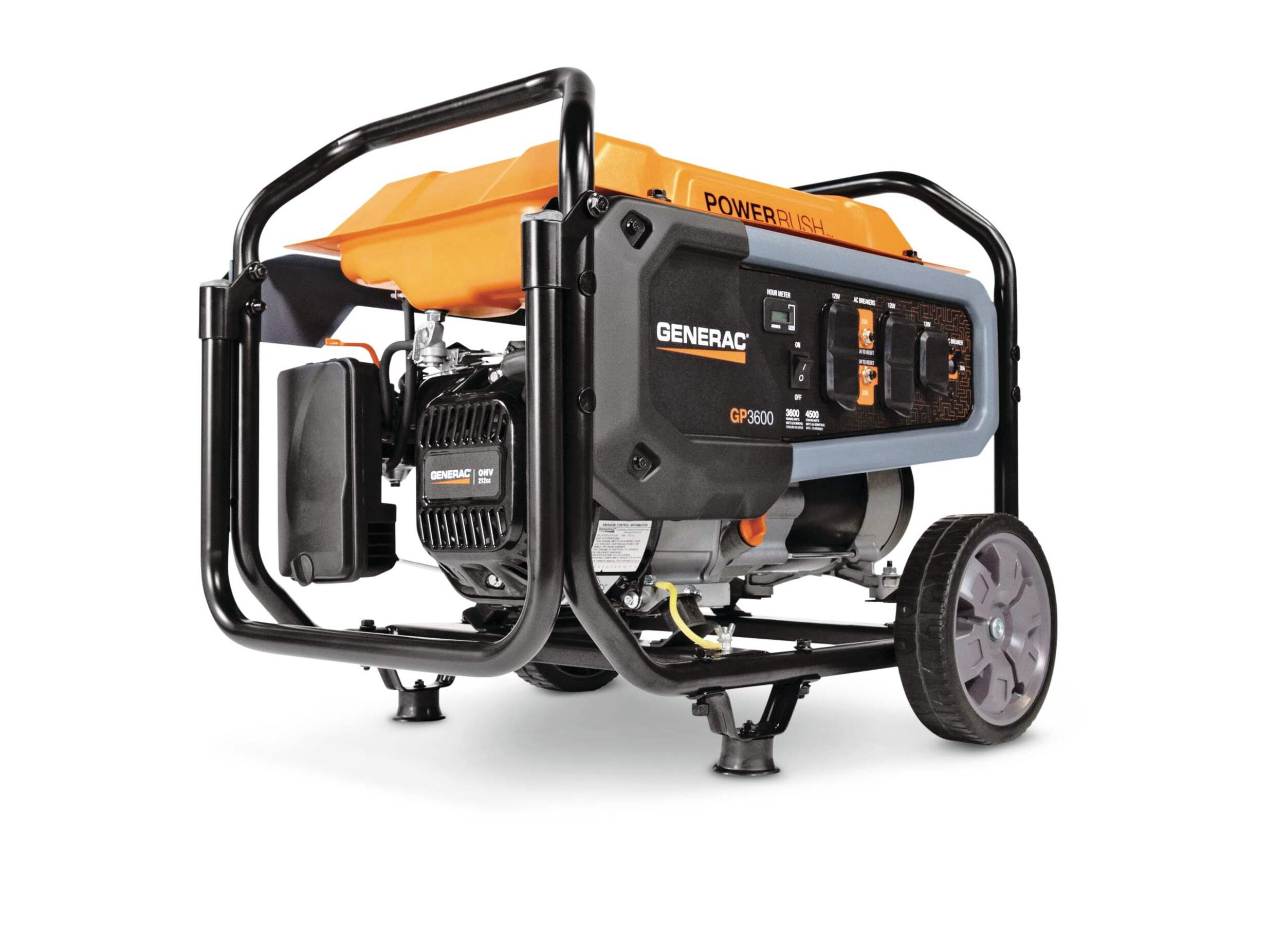Generac 3600W / 4500W Portable Open Frame Generator Front_Three_Fourths_Angled_Right