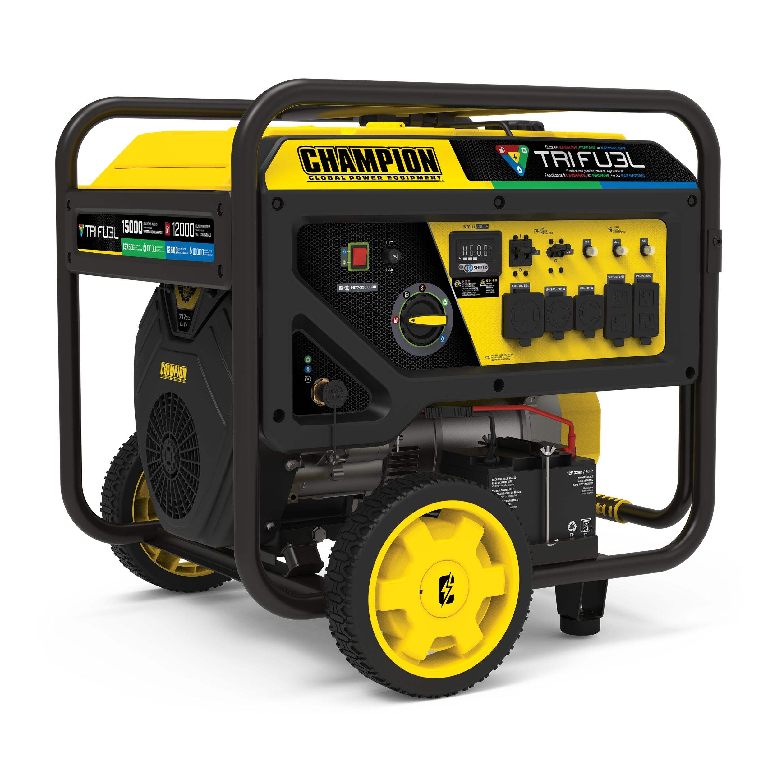 Génératrice Champion 3 carburants, 12 000 W/15 000 W Front_Three_Fourths_Angled_Right