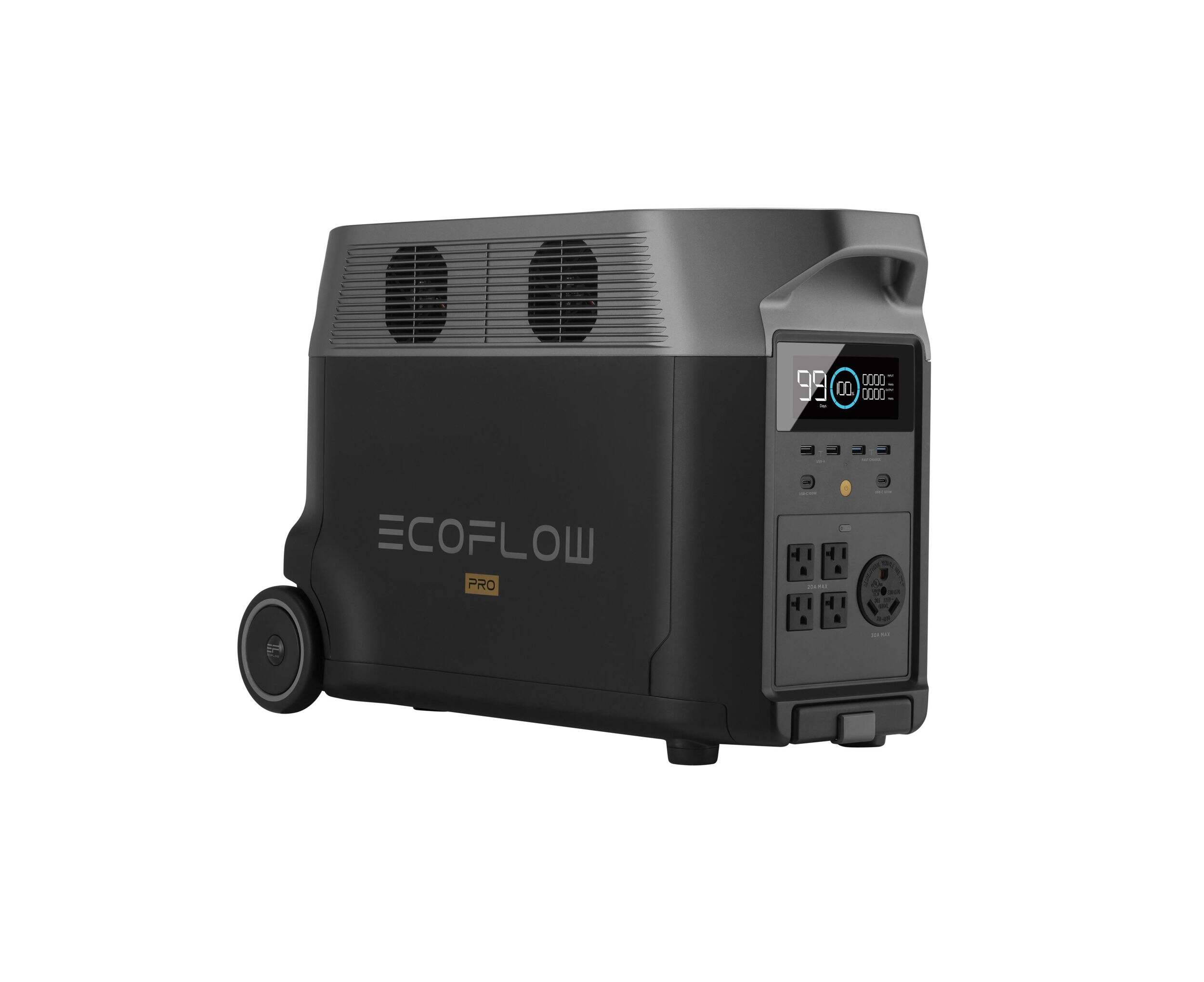 EcoFlow 3600W Output/7200W Surge Delta Pro LFP Solar Generator Charge 0-80% in 1 Hour Front_Three_Fourths_Angled_Right