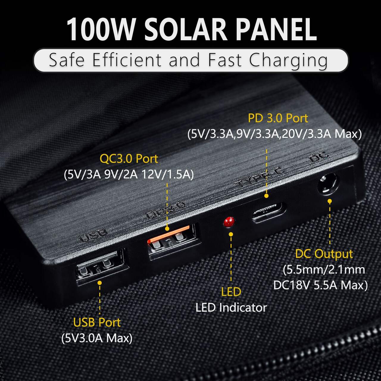 ROCKSOLAR Foldable 100W Solar Panel DC & USB Output, IP X 4