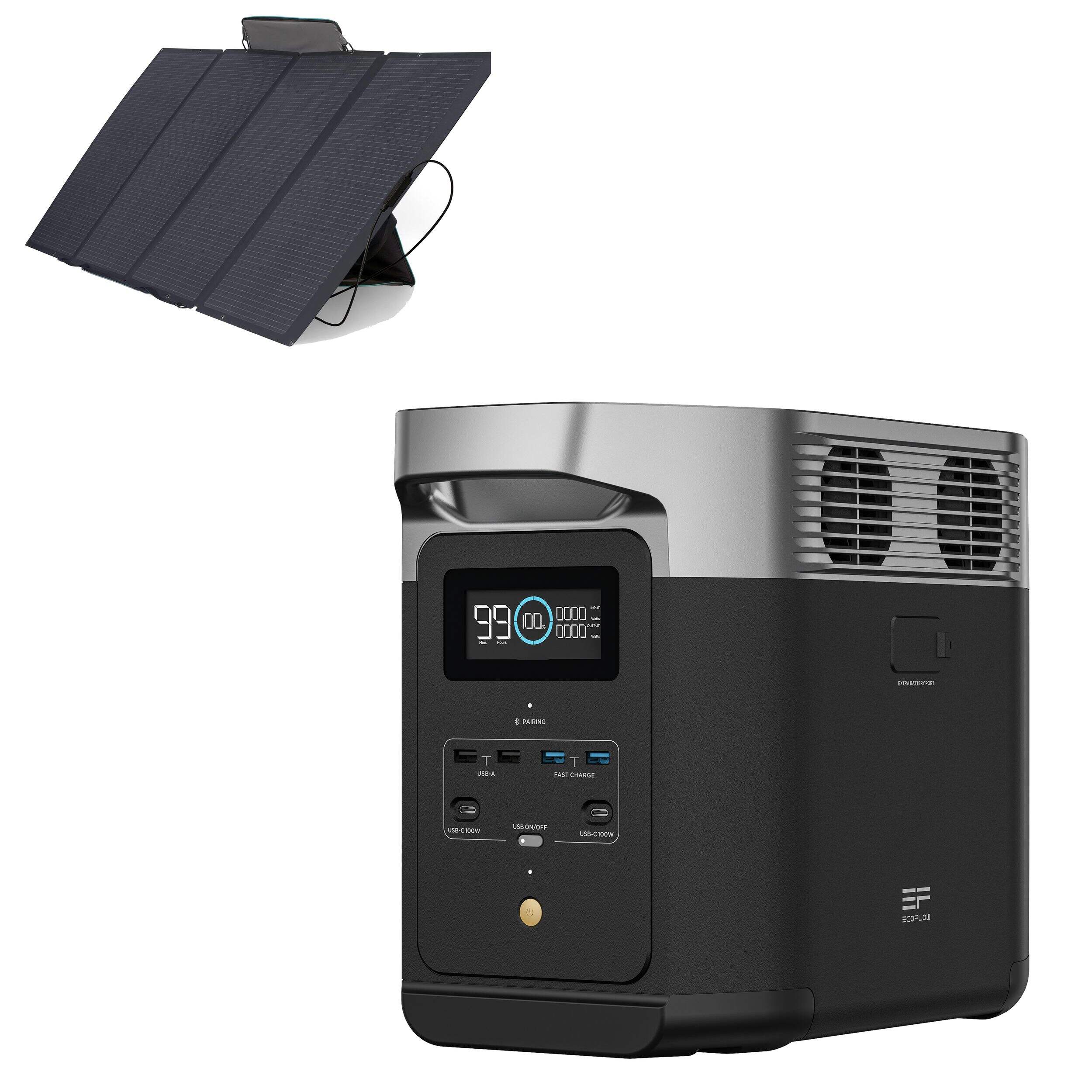 EcoFlow 1800W Output/2700W Surge Delta 2 Battery Solar Generator 400W