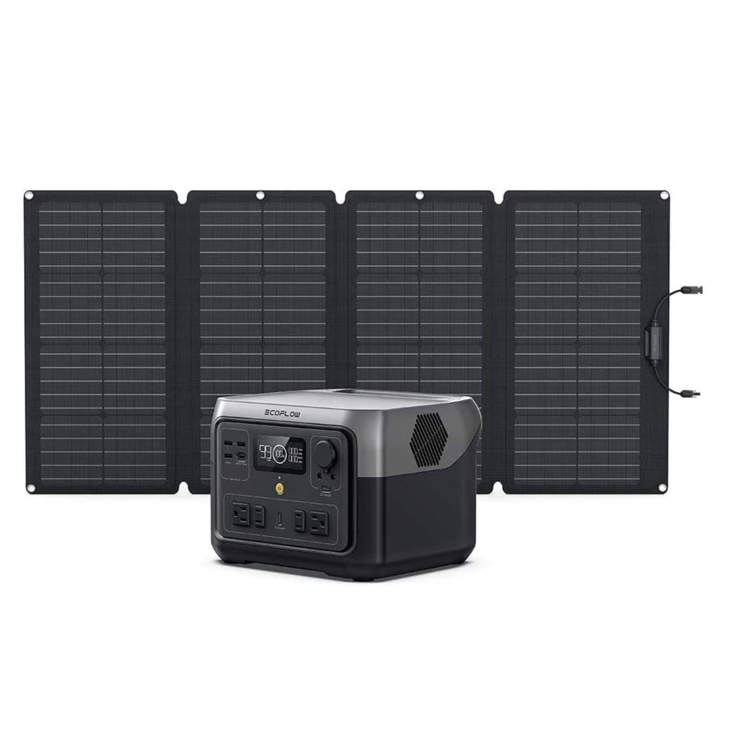 EcoFlow 500W Output/1000W Surge River 2 Max LFP Solar Generator 160W Solar  Panel Bundle