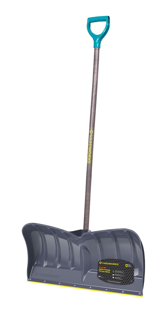 Yardworks Heavy Duty Snow Pusher Shovel with Nylon Wear Strip, 26in