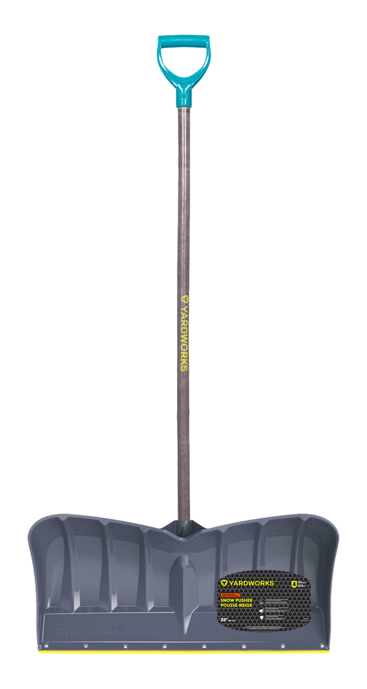 Yardworks Heavy Duty Snow Pusher Shovel with Nylon Wear Strip, 26in
