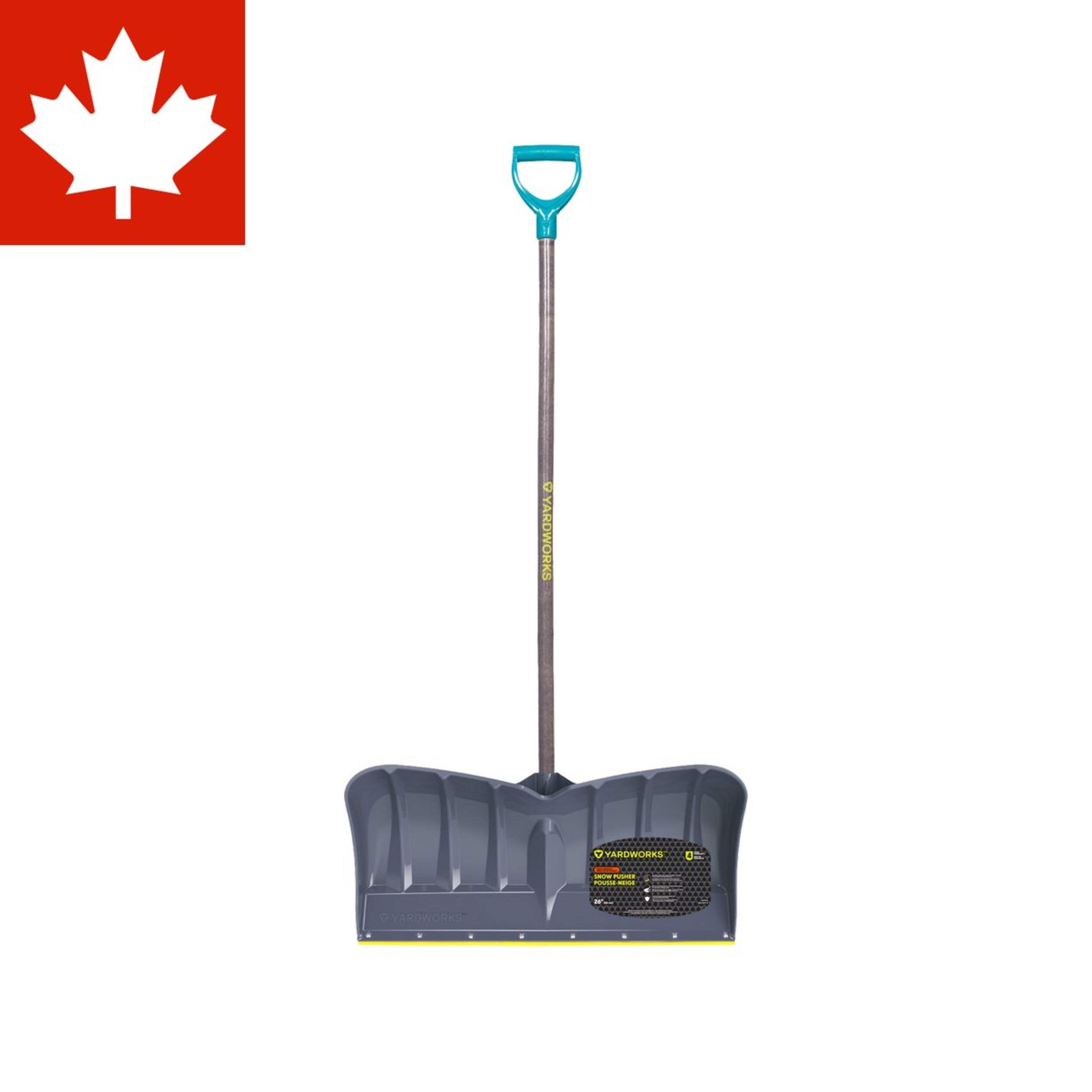Yardworks Heavy Duty Snow Pusher Shovel with Nylon Wear Strip, 26-in Front_Flat