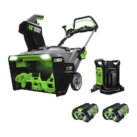 EGO POWER+ 56V Brushless Cordless 21-in Single Stage Snow Blower with Steel Auger, (2) 5.0Ah Batteries and Dual Port Charger Composite_or_Mixed
