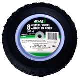 Roue en acier de rechange pour tondeuse Atlas, roulements à billes, 8 x 1-3/4 po Front_Flat