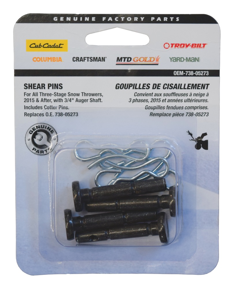 ATLAS Snowblower RePlacement Shear Pins 4 Pk. Inc. Cotter Pins