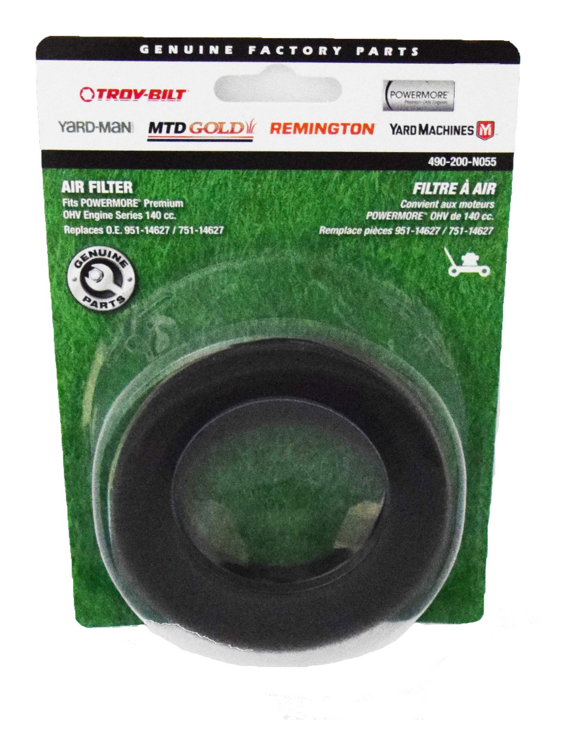 Filtre à air en mousse de rechange Atlas MTD pour moteurs de tondeuse à siège Powermore de 140 cm3 Front_Flat