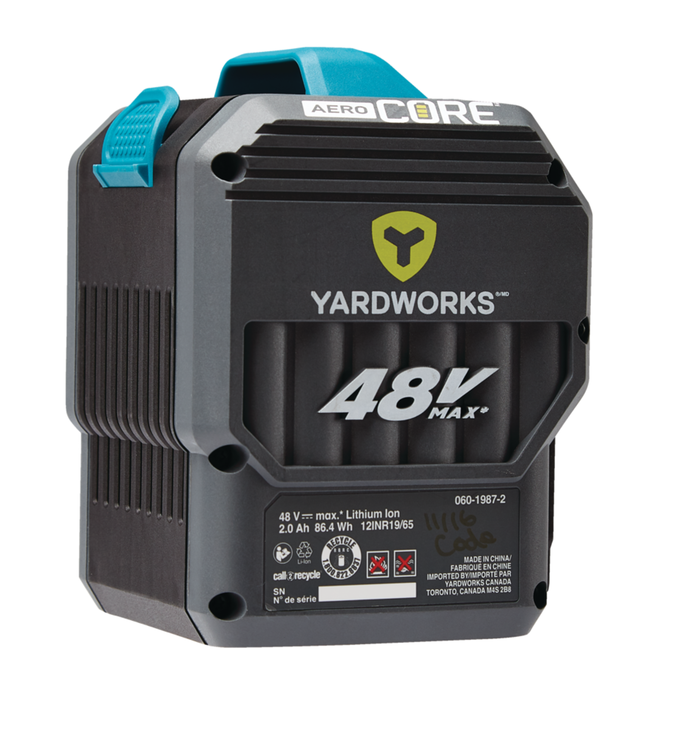Yardworks 48V Max 2Ah Replacement Lithium-Ion Battery Front_Angled_Right