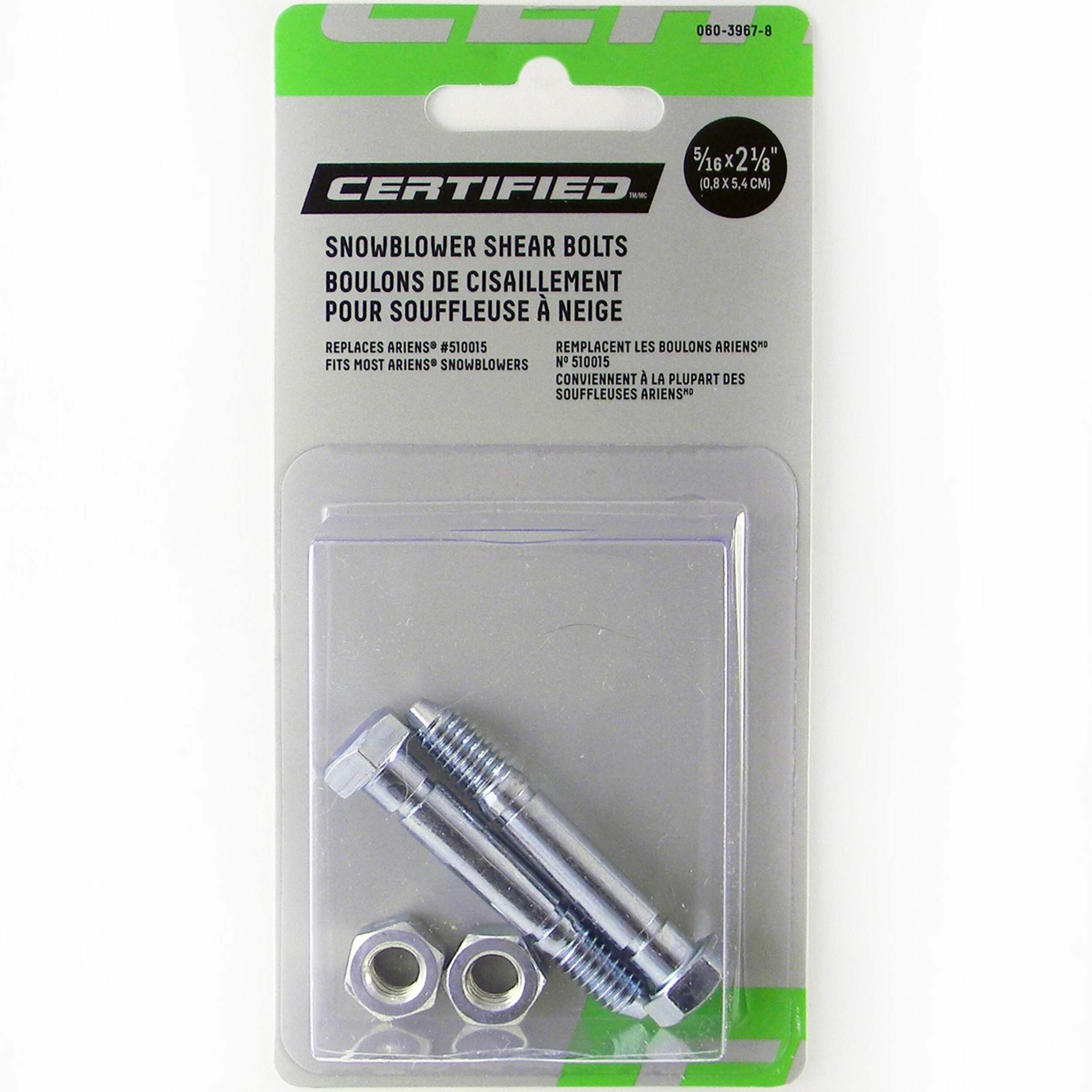 Certified Replacement Shear Bolt For Ariens Snowblower 2 Pk ., 5/16 x 21/8-in Front_Flat