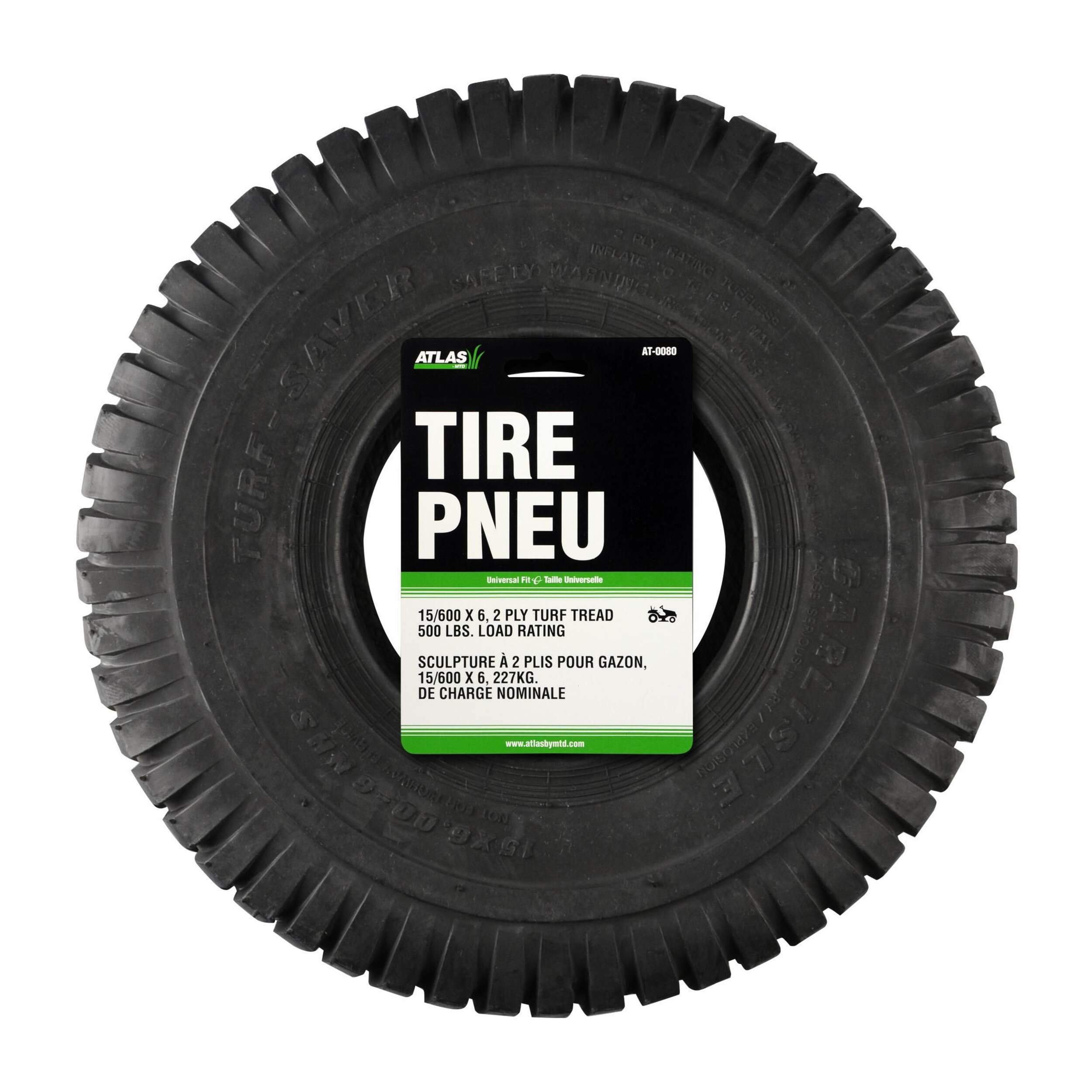 Atlas Turfsave Lawn Replacement Tire, 500 lb Load Rating, 15 x 6-in Front_Flat
