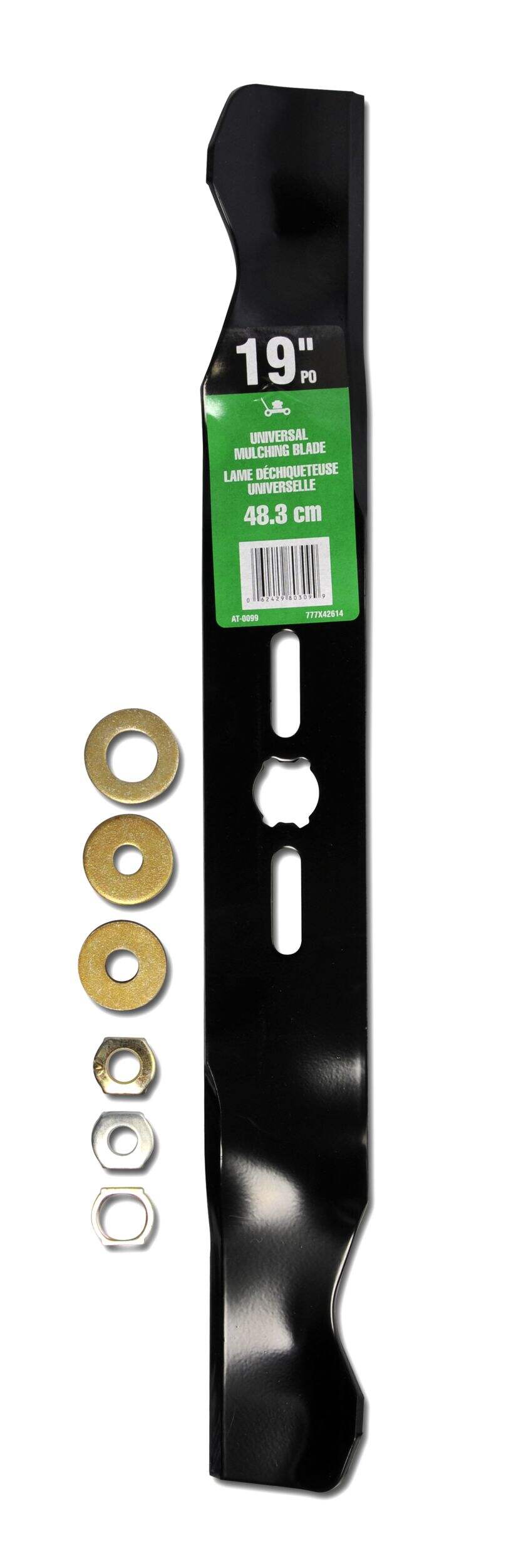 Atlas Universal Lawn Mower Replacement Mulching Blade, 19-in, Black Overhead_Flat