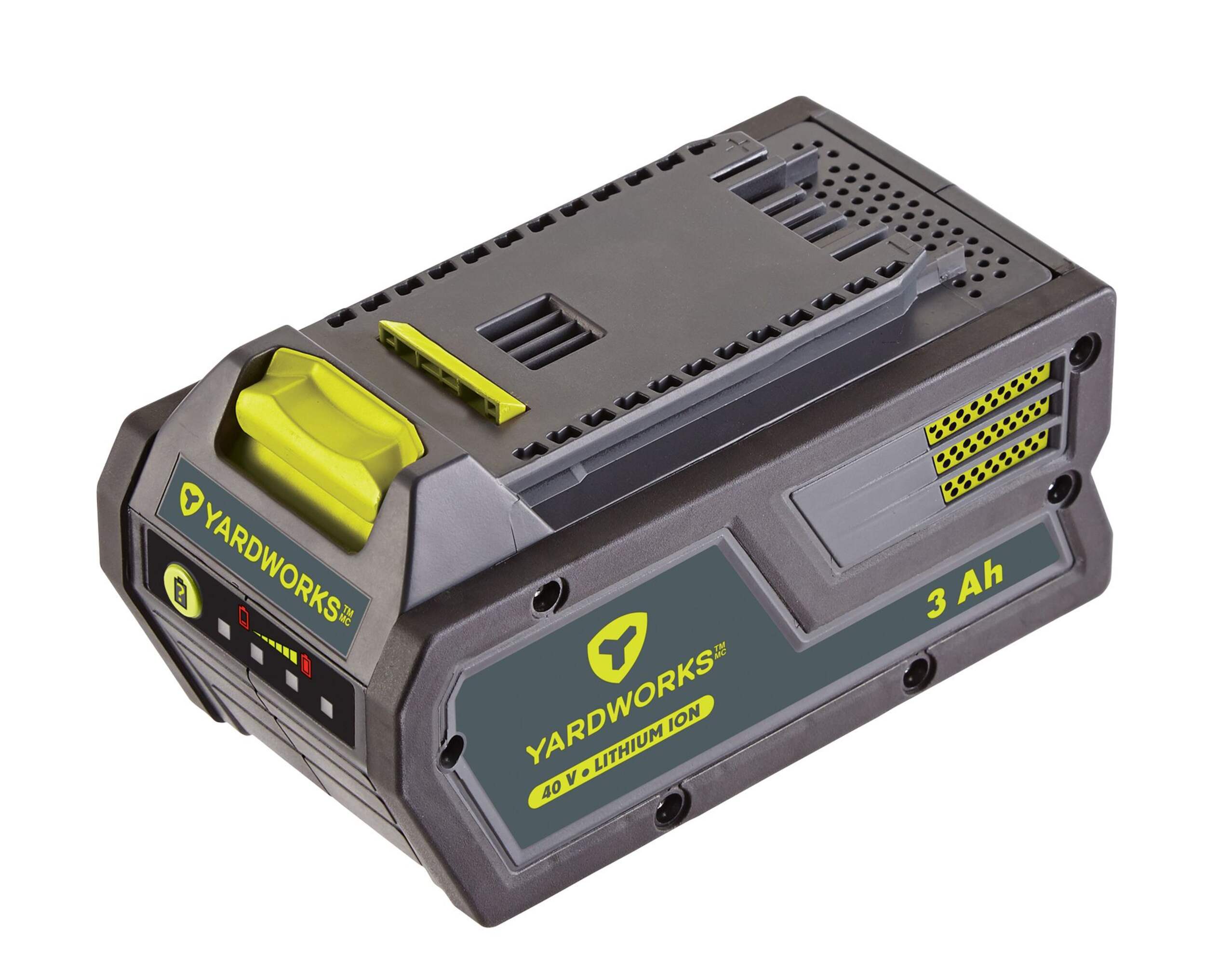 Yardworks 40V 3 Ah Lithium Ion Battery Front_Angled_Left