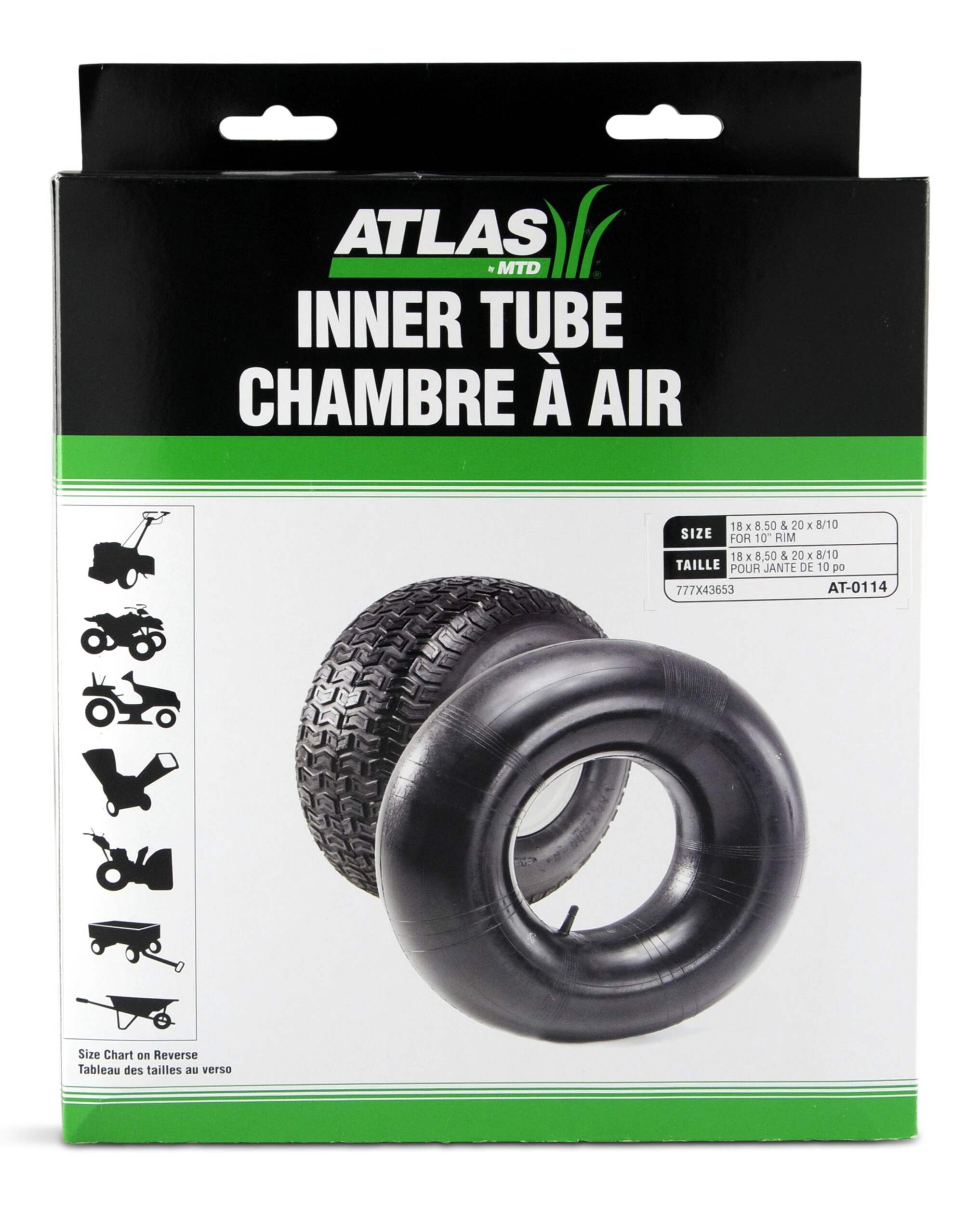 Chambre à air de rechange Atlas pour tondeuse à siège, 20 x 8 po Front_Flat
