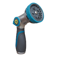 Yardworks Dry Seal 10-Pattern Thumb Control Garden Water Hose Spray Nozzle Front_Three_Fourths_Angled_Right