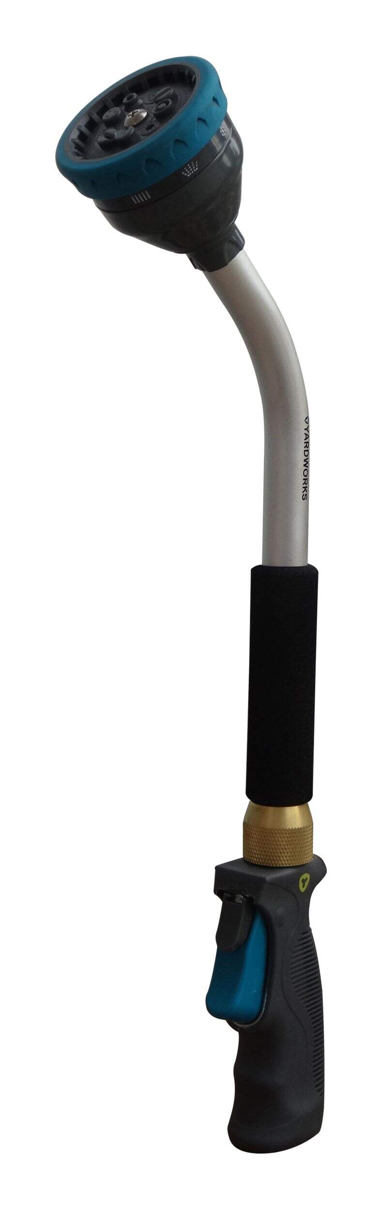Yardworks Dry Seal 9-Pattern Front Button Garden Watering Wand/Hose Nozzle, 18-in Front_Angled_Left