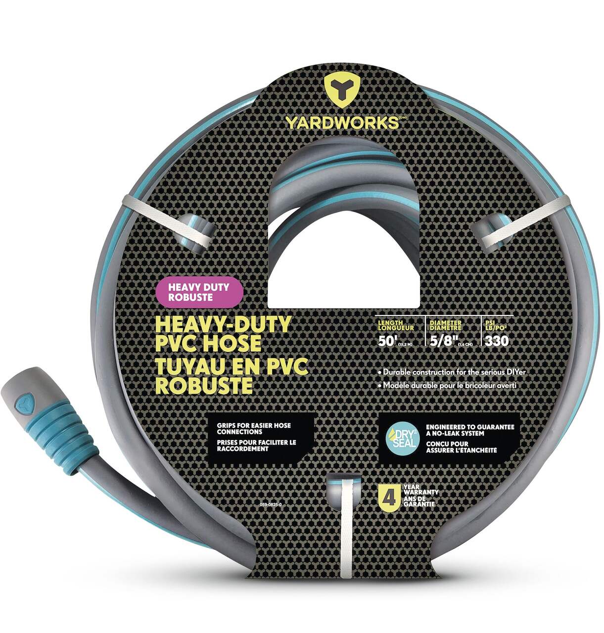 Yardworks Dry Seal Heavy-Duty PVC Hose with Grips, 100-ft
