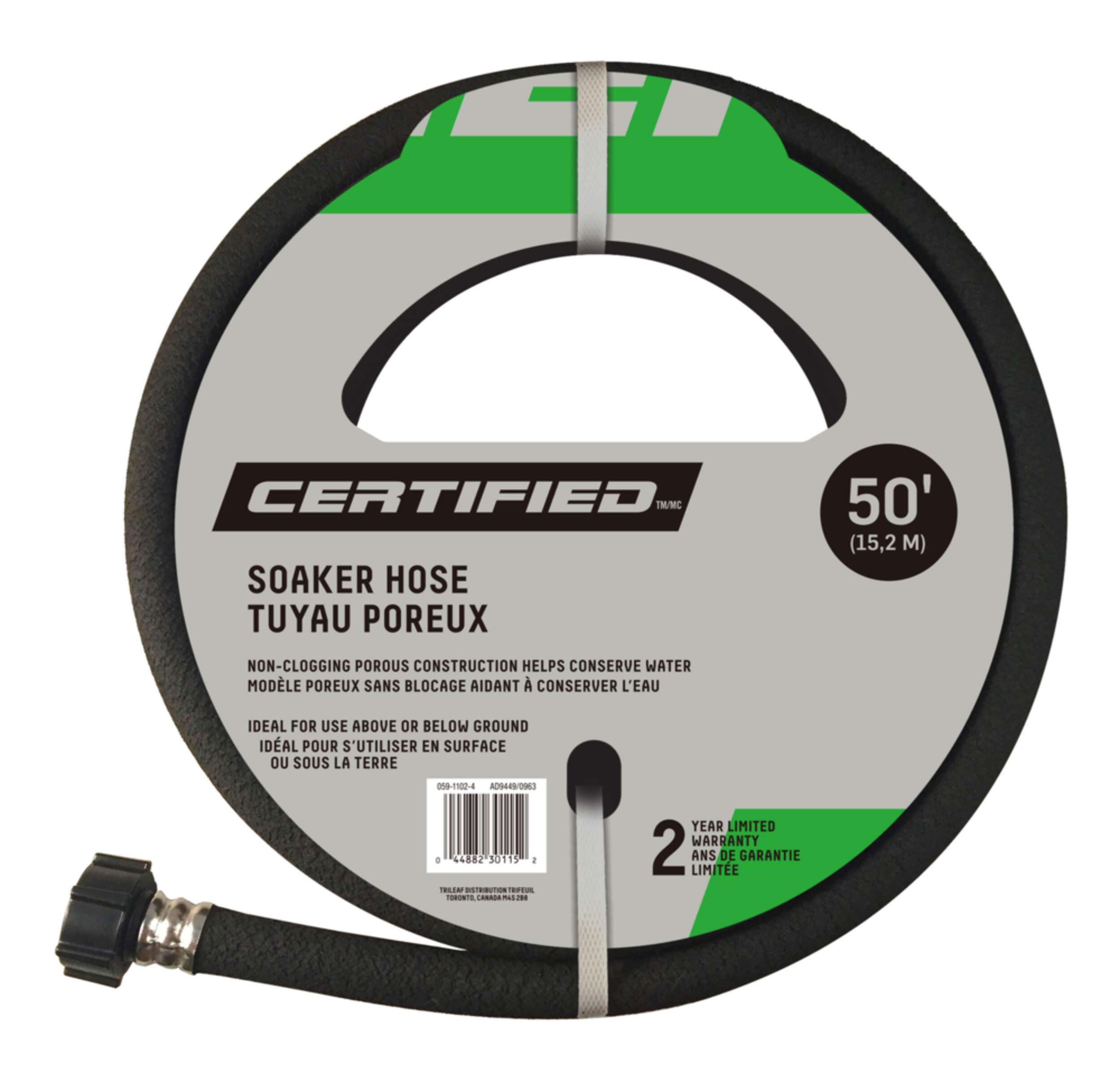 Certified Garden Soaker Hose with Even Water Distribution, 50-ft Front_Flat