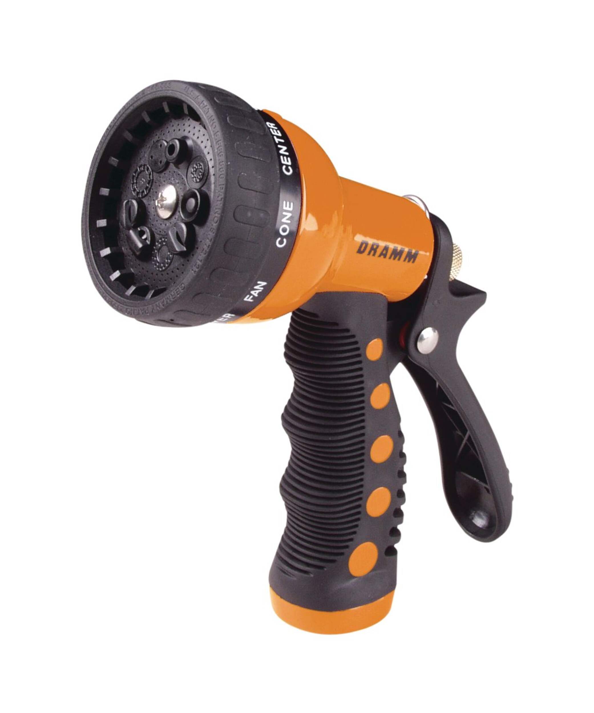 Dramm Touch 'N Flow Outdoor 9-Pattern Water Hose Revolver Nozzle, Assorted Front_Three_Fourths_Angled_Left