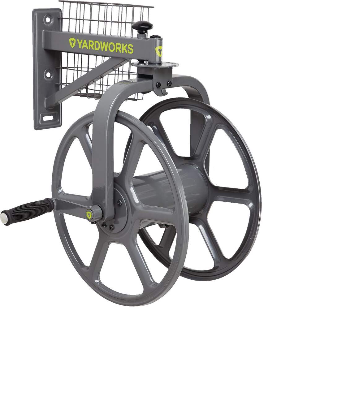 Yardworks 360° Swivel Steel Garden Hose Reel Cart with 5-ft Leader