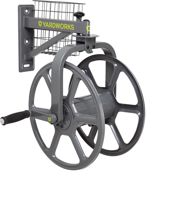 Yardworks 360° Swivel Steel Garden Hose Reel Cart with 5ft Leader Hose