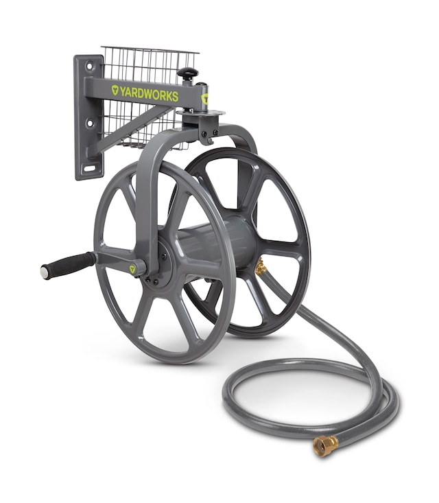 Yardworks 360° Swivel Steel Garden Hose Reel Cart with 5ft Leader Hose