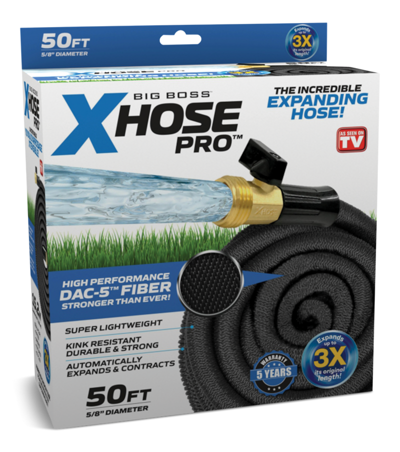 Xhose Pro Dac5 Fiber Lightweight Expandable Garden Water Hose, 5/8in