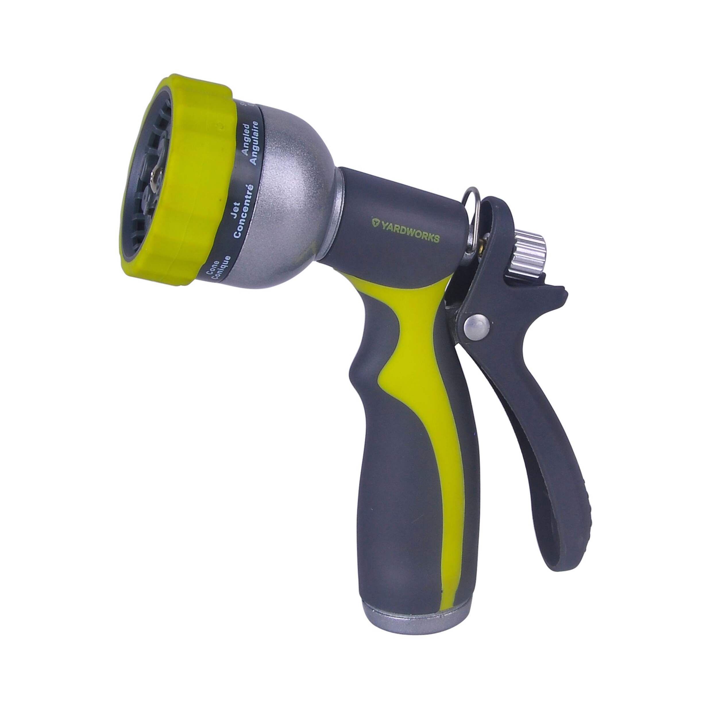 Yardworks 8-Pattern Zinc Rear-Trigger Watering Nozzle Front_Angled_Left