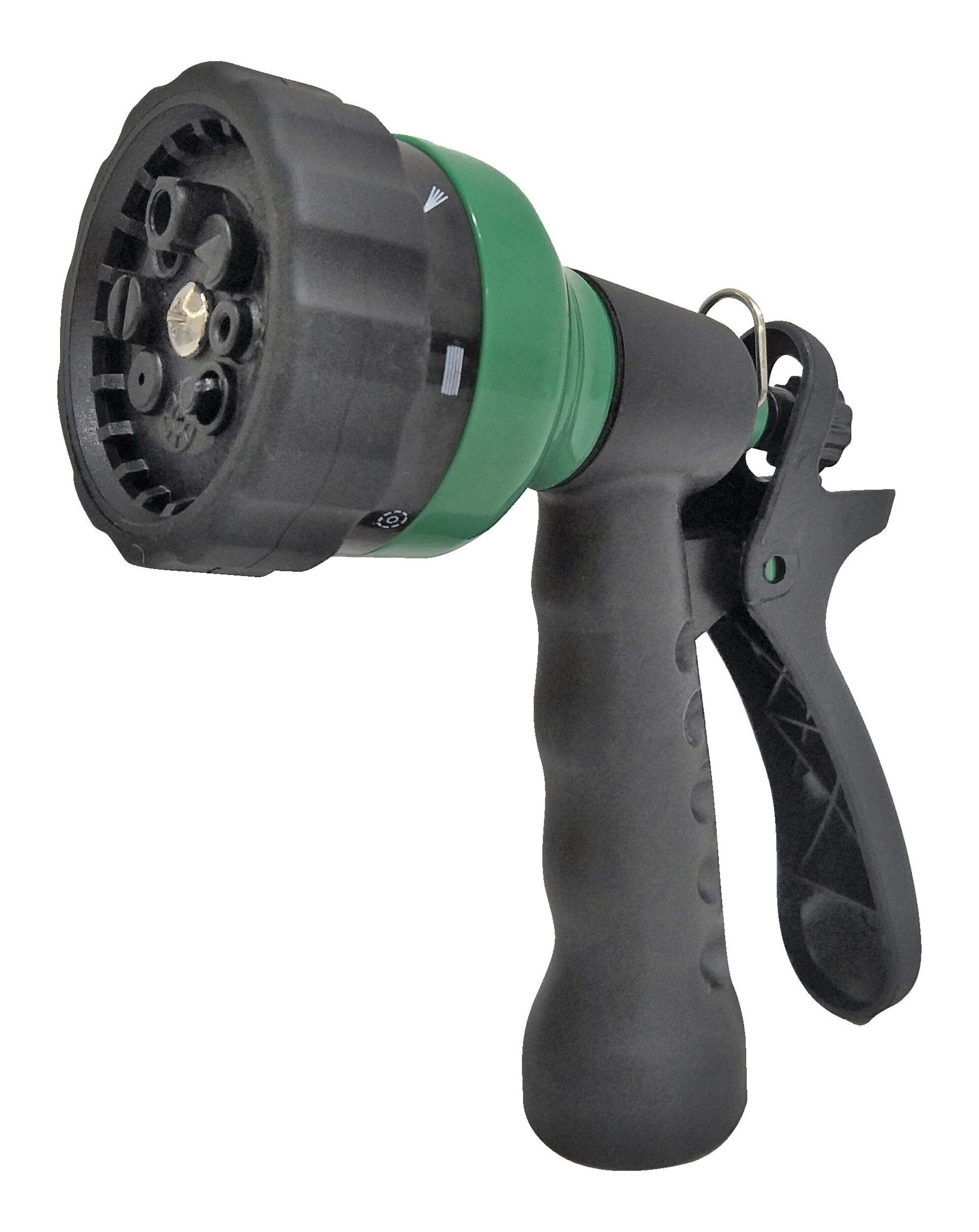 Garden Club Plastic 8-Pattern Rear-Trigger Garden Water Hose Spray Nozzle Front_Angled_Left