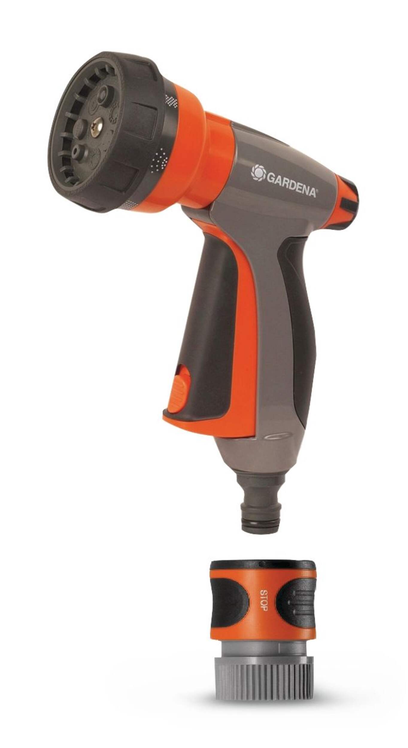 Gardena Metal & Plastic Adjustable 7-Pattern Front-Trigger Garden Water Hose Spray Nozzle Composite_or_Mixed