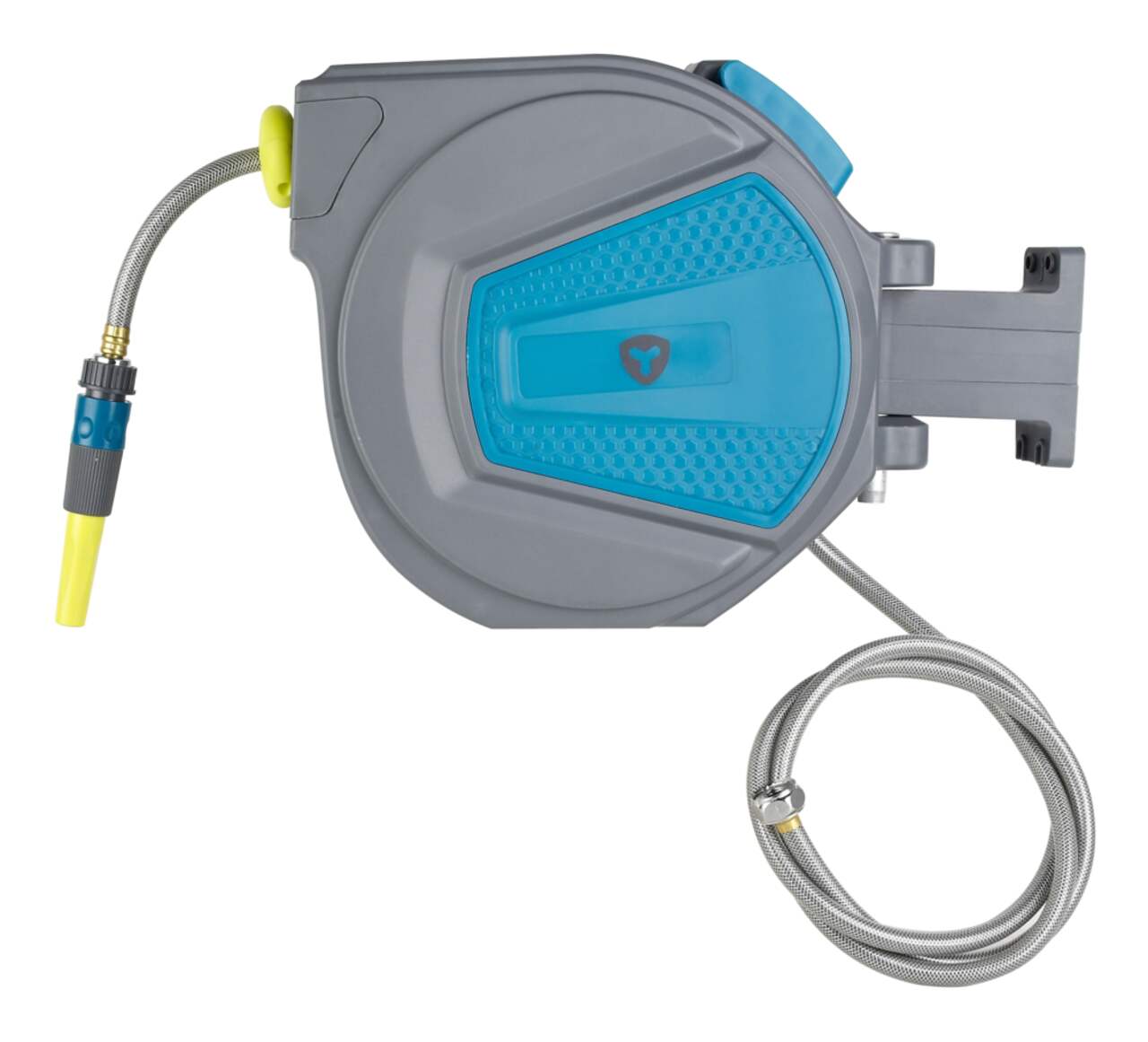 Yardworks Wall Mounted Retractable Hose Reel with Nozzle, 65-ft