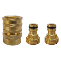 Raccords rapides en laiton femelles avec arrêt d’eau Yardworks, emb. 3 Front_Flat