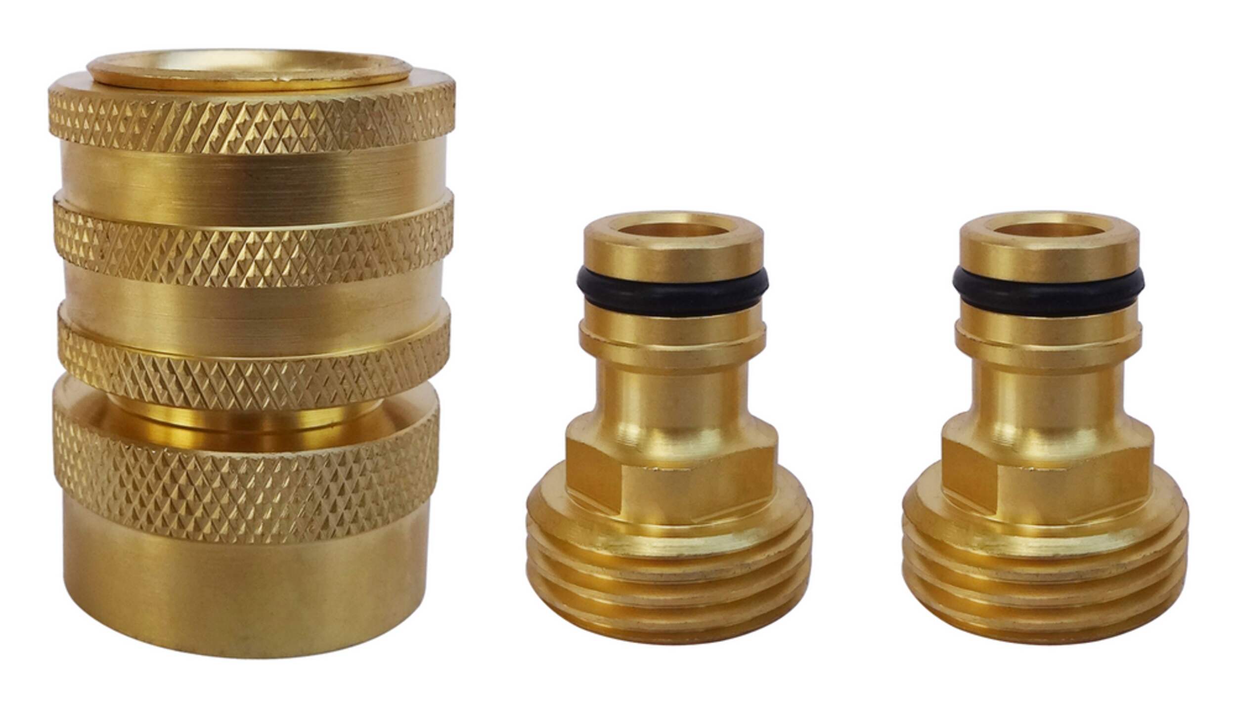 Yardworks Brass Female Quick Connect Hose Coupling Set with Water Shut-Off, 3-pc Front_Flat