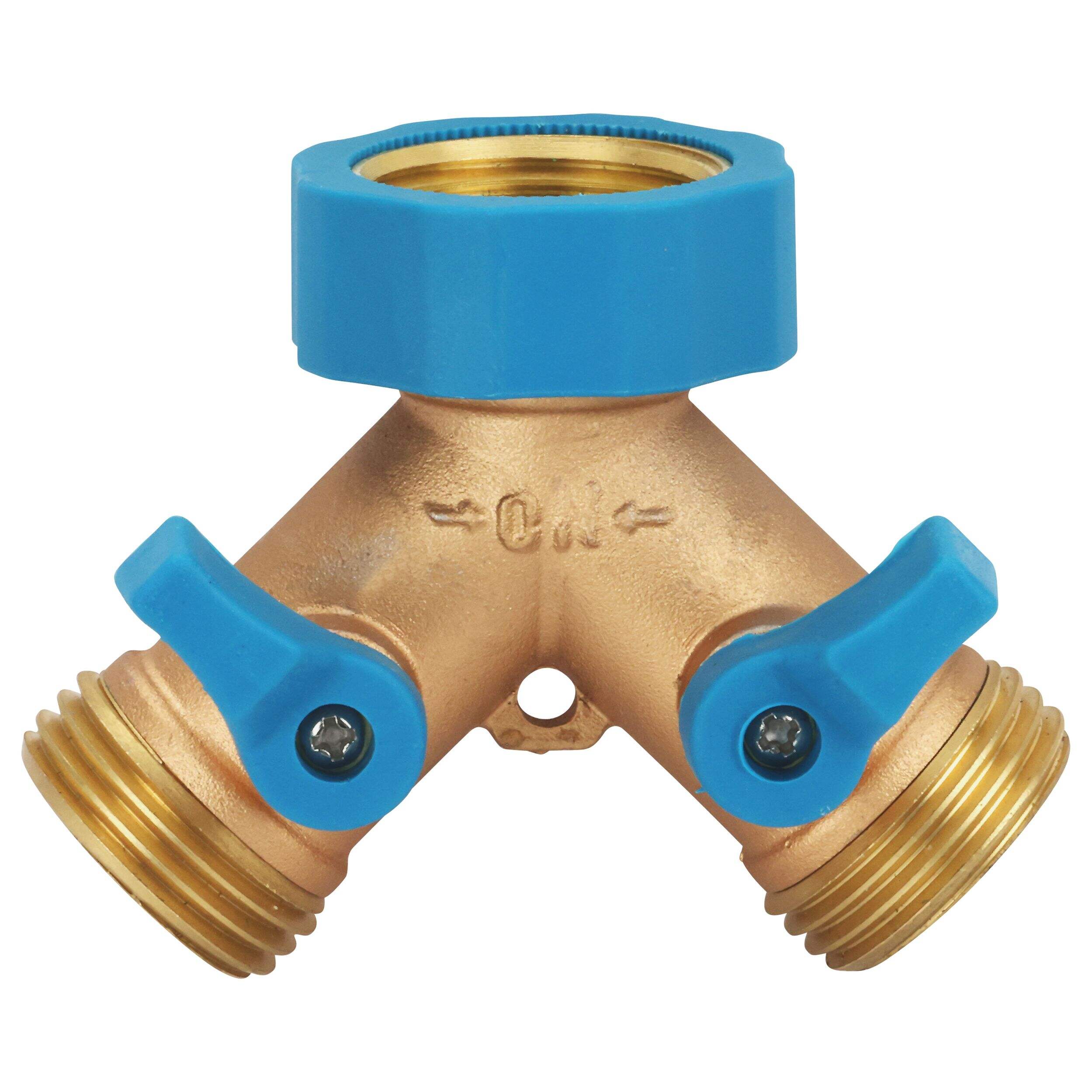 Yardworks Brass 2-Way Water Shut-Off Valve Front_Elevated
