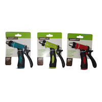 Pistolet d'arrosage en métal coloré ajustable à gâchette arrière Garden Club, choix varié