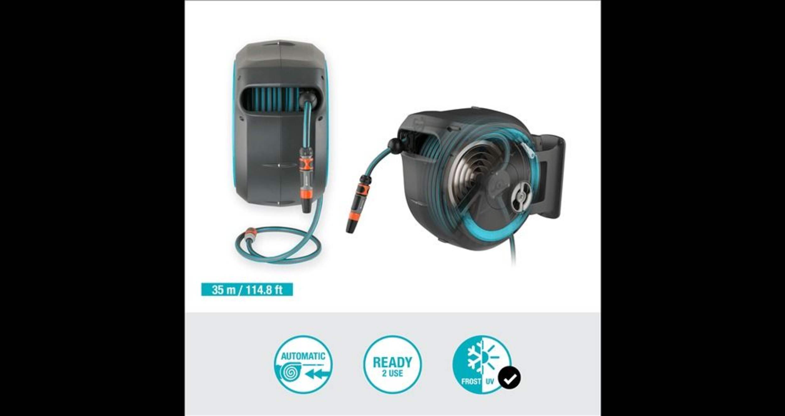 Gardena Wall Mounted Auto Hose Reel with Nozzle, 115ft Canadian Tire